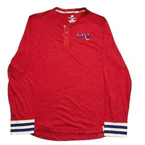NHL Washington Capitals Fanatics Red Long Sleeve Henley Shirt Mens Medium